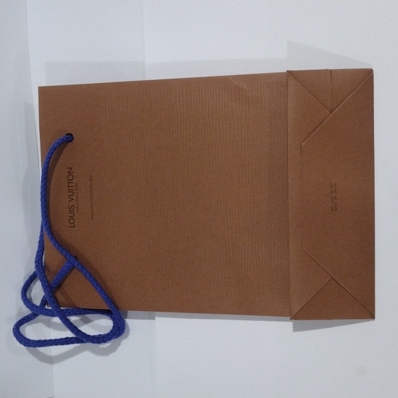 Louis Vuitton Brown & Blue Drawstring Empty Paper Gift Bag/Dust Bag 5.75x8.25x2" - Picture 3 of 7